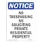Signmission OSHA Notice Sign, 10" H, 7" W, Rigid Plastic, No Trespassing No Soliciting Private Sign, Portrait OS-NS-P-710-V-14943 - alternate 1